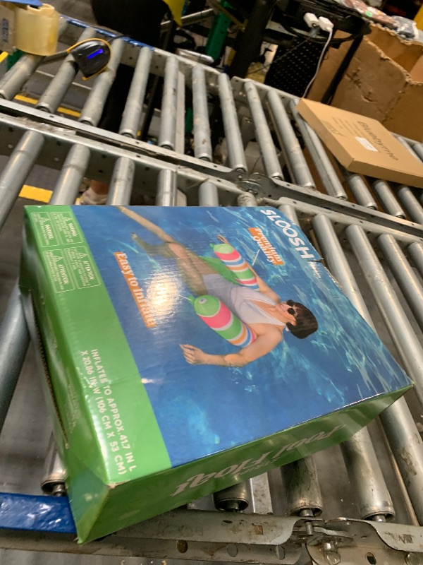 Photo 1 of SLOOSH Inflatable Pool Floats Chairs Adults, 2 Packs Floating Noodle Chair with Stripes Design Soft Fabric Covered with Sling for Swimming Pool Water Party Summer Lake,Blue,Green