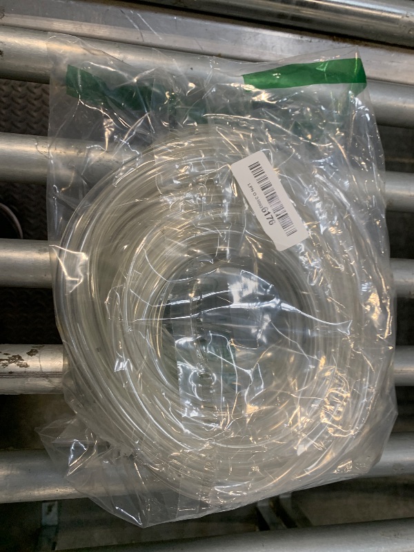 Photo 1 of 1/4" ID x 3/8" OD - 50 ft Clear Plastic Vinyl Tubing, Flexible PVC Hose Lightweight Tube with 4 Stainless Clamps for Transfer Water Air Oil.
