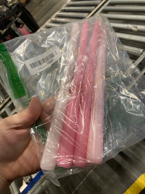 Photo 1 of 10 Inch Gradient-Pink Taper Candles, 4 Packs Unscented Candlesticks for Dinner, Wedding, Valentine’s Day and Home Decoration, Dripless and Smokeless, 8-10 Hours Burn