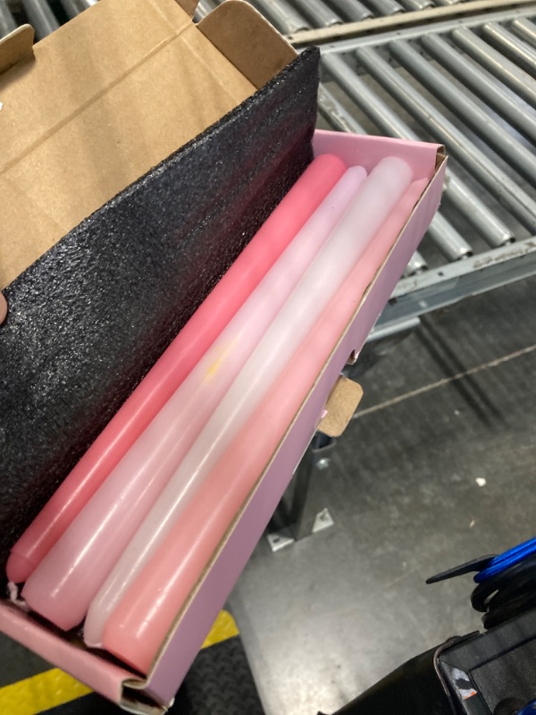 Photo 1 of 10 Inch Gradient-Pink Taper Candles, 4 Packs Unscented Candlesticks for Dinner, Wedding, Valentine’s Day and Home Decoration, Dripless and Smokeless, 8-10 Hours Burn