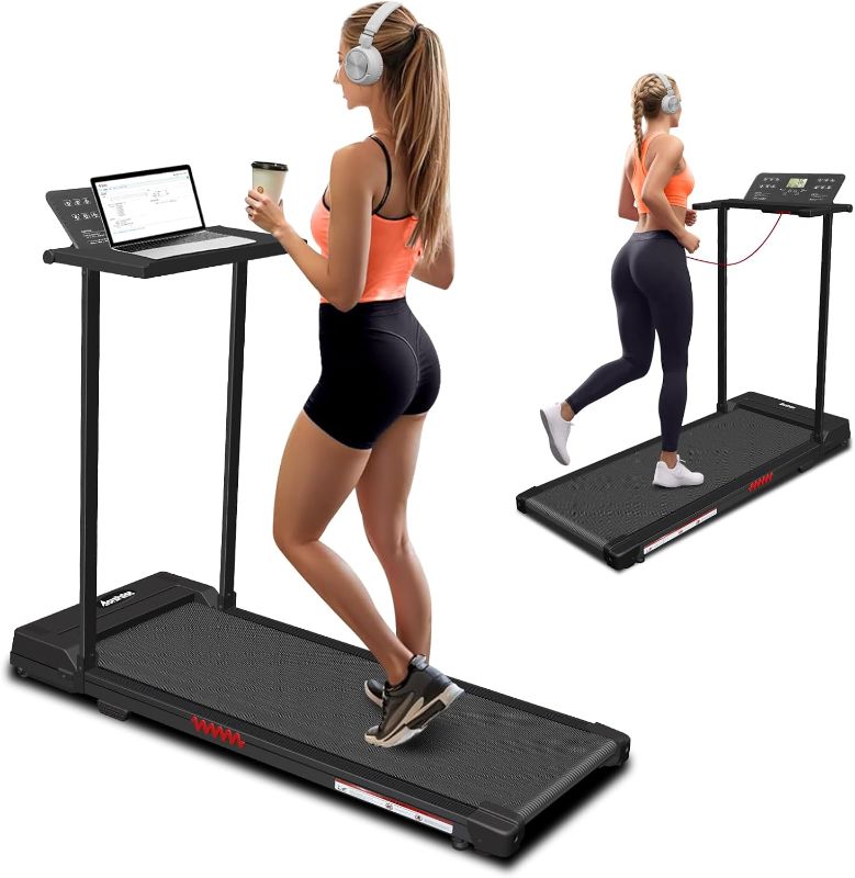 Photo 1 of Foldable Treadmills for Home, 3.0HP Under Desk Folding Compact Small Running Treadmill with 12 Preset Programs LED Display, Desk Treadmill for Office with 320 LBS Capacity
