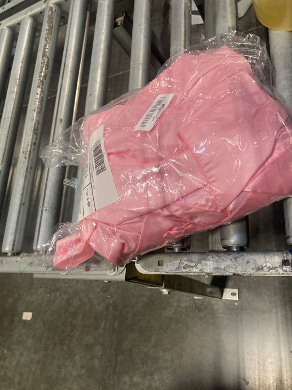 Photo 1 of 1 Pack Pink Table Clothes for 8 Foot Rectangle Tables, One-Piece Wrinkle Resistant Stretch Spandex Table Covers with Skirt for Event Banquet Wedding Birthday Party