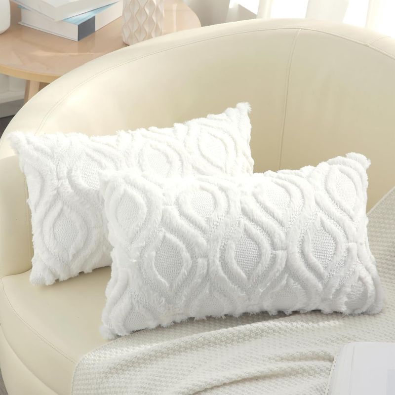Photo 1 of MIULEE 20x20 Inch Decorative Pillow Covers for Couch Bed Set of 2 Textured Boucle Neutral Throw Pillows Light Blue Accent Solid Cushion Pillowcase Cozy Soft Chair Sofa Livingroom Home Decor