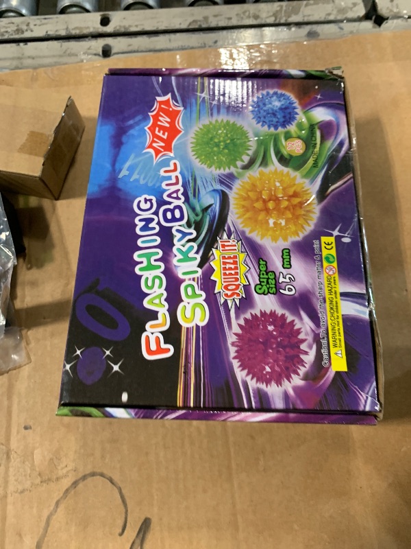 Photo 1 of 12 Pieces Light Up Bouncy Ball for Kids, 2.55" Spiky Sensory Balls for Stress Relief, LED Flashing Balls for Party Favors Student Gifts School Rewards