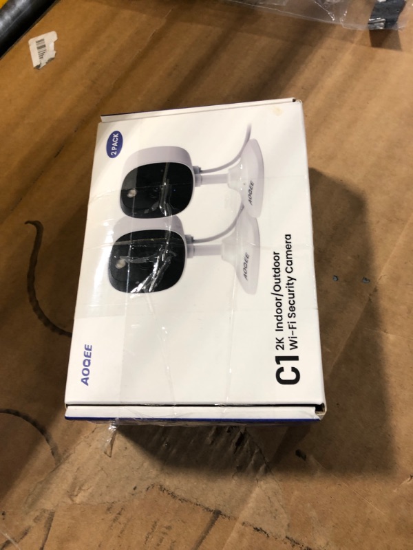 Photo 1 of AOQEE 2K Cameras for Home Security-Outdoor/Indoor Camera for Dog/Cat/Pet/Nanny/Baby, Color Night Vision, White Light, Siren, 24/7 SD Recordings, Works with Alexa/Google Home, C1-White-2P (2.4Ghz WiFi)