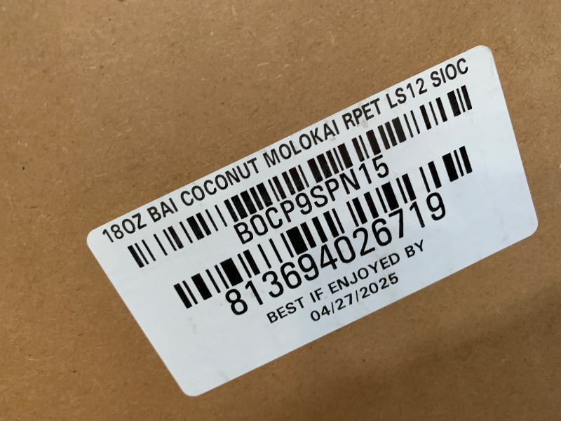 Photo 1 of ***EXPIRED***Bai Antioxidant Infused Water Beverage, Molokai Coconut, with Vitamin C and No Artificial Sweeteners, 18 Fluid Ounce Bottle, 12 Pack