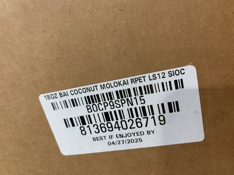 Photo 1 of ***EXPIRED***Bai Antioxidant Infused Water Beverage, Molokai Coconut, with Vitamin C and No Artificial Sweeteners, 18 Fluid Ounce Bottle, 12 Pack