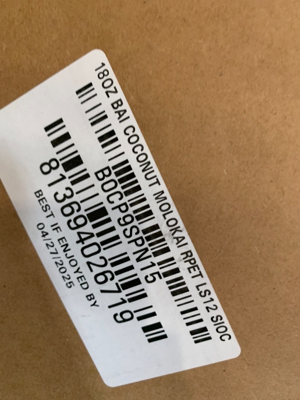 Photo 1 of ***EXPIRED***Bai Antioxidant Infused Water Beverage, Molokai Coconut, with Vitamin C and No Artificial Sweeteners, 18 Fluid Ounce Bottle, 12 Pack