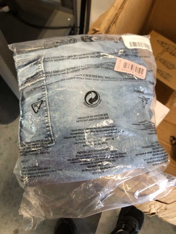 Photo 1 of ALLABREVE Cargo Jeans for Woman,Mid Waisted Straight Leg Stretch Control Trendy Denim Pants with Pocket 2024(Light Blue,8)