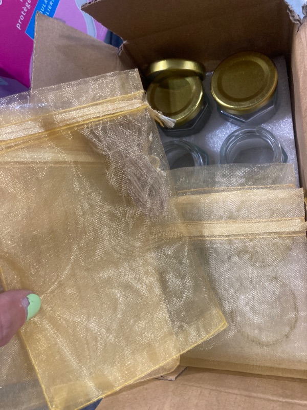 Photo 1 of AuroTrends Mini Honey Jars with Dipper 1.5oz 8Pack, Empty Hexagon Honey Jars for Baby Shower Favors/Wedding Favors/Party Gifts- Mini Glass Jars with Gold Lids