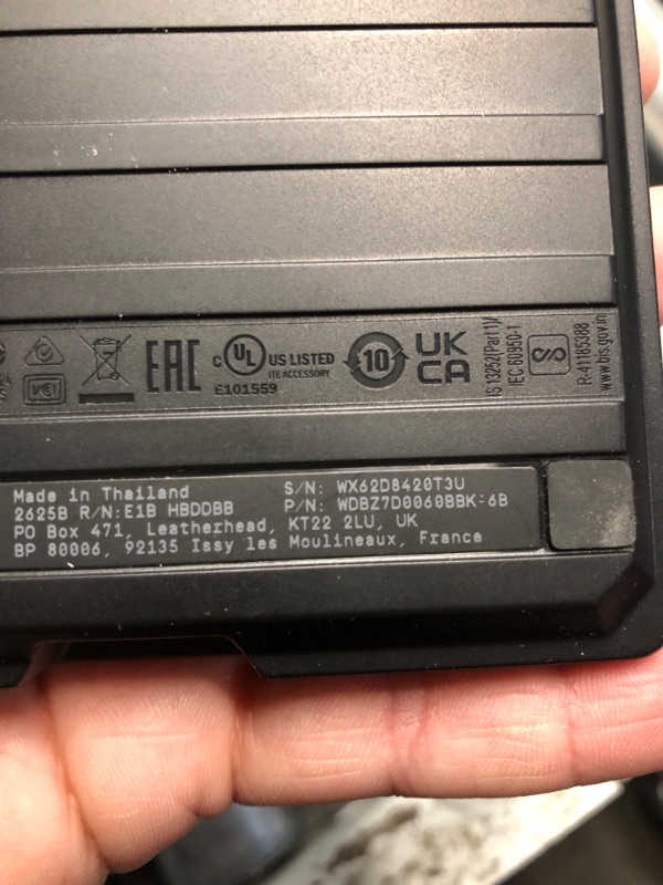 Photo 1 of *Cord not included*NON-FUNCTIONAL, PARTS ONLY***
 WD_BLACK 4TB P10 Game Drive, Portable External Hard Drive, Works with Playstation, Xbox, & PC - WDBA3A0040BBK-WESN