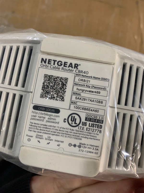 Photo 1 of ***(FOR PARTS ONLY/ NON FUNCTIONAL)***
NETGEAR Orbi All-in-One Cable Modem + Mesh-Ready WiFi Router (CBR40) – AC2200, Speeds Up to 2.2 Gbps, 2,000 sq. ft. Coverage