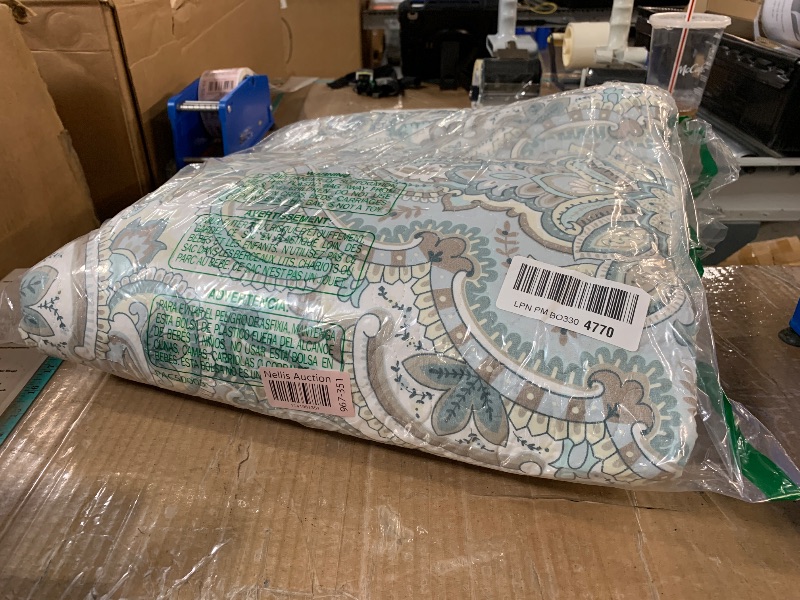 Photo 1 of 3-Piece Fine Printed Oversize (118" X 95") Set Reversible Bedspread Coverlet (California) Cal King Size Bed Cover (Pale Blue, Grey, Paisley)
