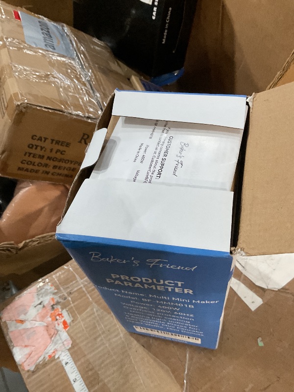 Photo 1 of Baker's Friend 4 in 1 Mini Waffle Maker with Removable Plates, Set Includes Mini Pancake, Donut, Heart Shape Waffle Makers, Compact Size, Recipe Included, Blue