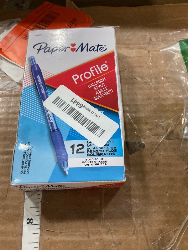 Photo 1 of Paper Mate Profile Retractable Ballpoint Pens, Bold Point (1.4mm), Blue, 12 Count