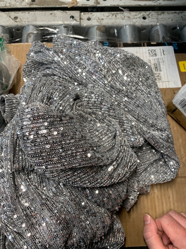 Photo 1 of (TORN) (MINOR DAMGE) (BAGGED) (XXL) The Drop Women's Helena Sequin Wrap Dress Silver, XXL, Plus Size