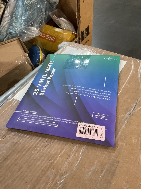 Photo 1 of Premium Printable Vinyl Sticker Paper for Your Inkjet and Laser Printer – 25 Matte White Waterproof Decal Paper Sheets - Dries Quickly and Holds Ink Beautifully - Accessories Set for Cricut