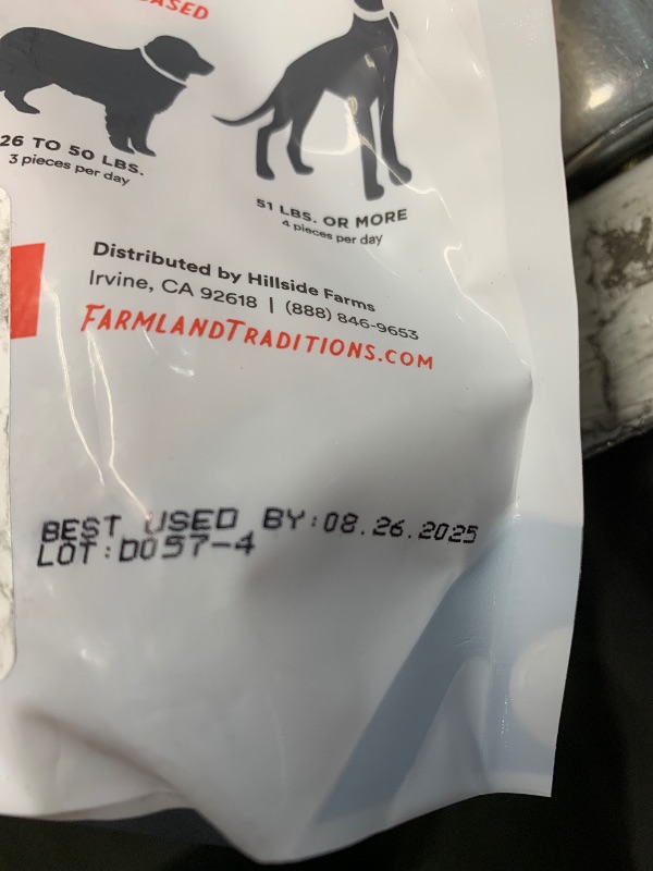 Photo 1 of ***(EXP:08/26/2025 )NONREFUNDABLE***Farmland Traditions Dogs Love Chicken Jerky Dog Treats with Only 3 Ingredients and No Fillers, 1 Pound Bag