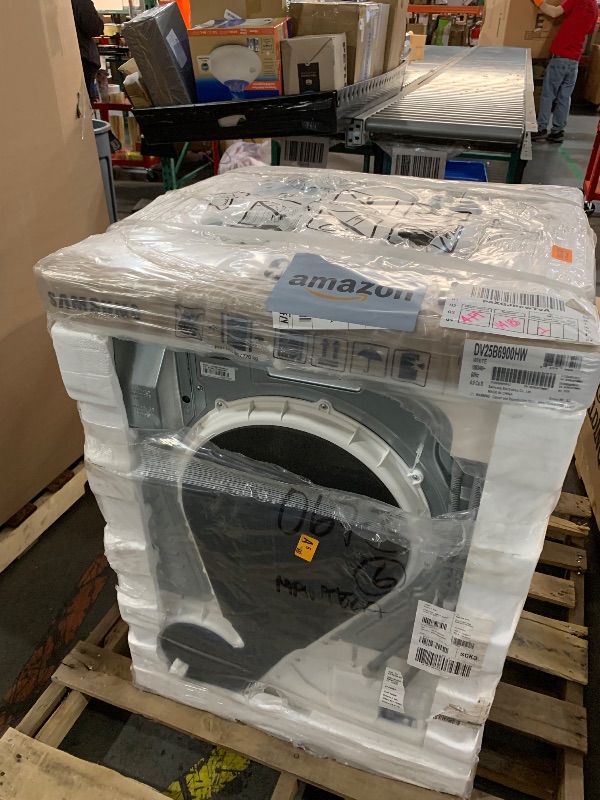 Photo 1 of Samsung 4.0 Cu Ft Heat Pump Dryer, Compact Clothes Drying Machine, Stackable for Small Spaces w/Sensor Dry, 12 Preset Cycles, 40 Minute Express Dry, DV25B6900HW/A2, White