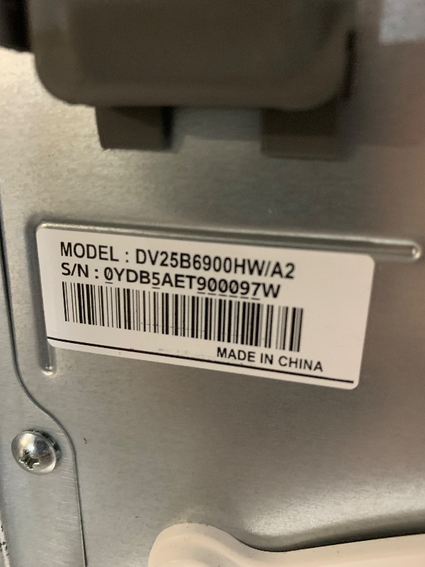 Photo 1 of Samsung 4.0 Cu Ft Heat Pump Dryer, Compact Clothes Drying Machine, Stackable for Small Spaces w/Sensor Dry, 12 Preset Cycles, 40 Minute Express Dry, DV25B6900HW/A2, White