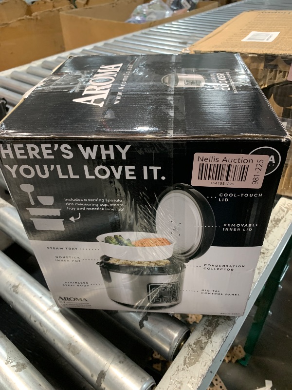 Photo 1 of AROMA Digital Rice Cooker, 4-Cup (Uncooked) / 8-Cup (Cooked), Steamer, Grain Cooker, Multicooker, 2 Qt, Stainless Steel Exterior, ARC-914SBD