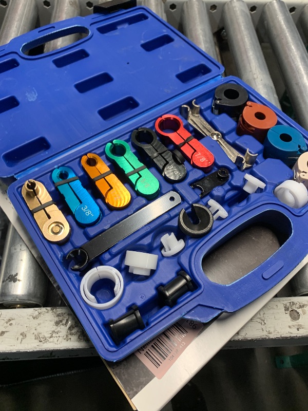 Photo 1 of Orion Motor Tech Master Quick Disconnect Tool Set, 25pc Line Disconnect Tool Kit for A/C Fuel & Transmission Systems, Fuel Line Disconnect Tools for Mechanics Compatible with Ford Chevy GM More, Blue