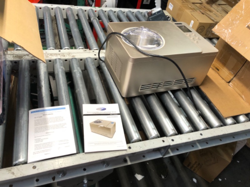 Photo 1 of ***MAJOR DAMAGE - UNTESTED - SEE COMMENTS***
Whynter Ice Cream Maker Machine & Yogurt Automatic 2 Qt. with Built-in Compressor, LCD Digital Display & Timer, No Pre-Freezing, ICM-220CGY, Champagne Gold
