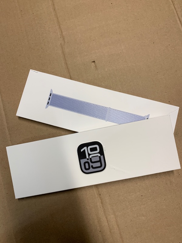 Photo 1 of Apple Watch Series 10 [GPS 42mm case] Smartwatch with Silver Aluminium Case with Blue Cloud Sport Loop. Fitness Tracker, ECG App, Always-On Retina Display, Carbon Neutral