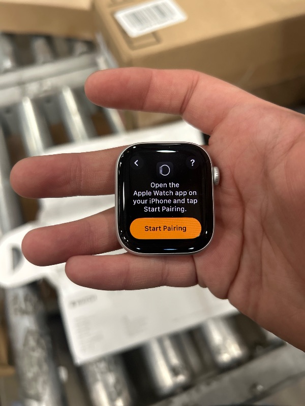 Photo 1 of Apple Watch Series 10 [GPS 42mm case] Smartwatch with Silver Aluminium Case with Blue Cloud Sport Loop. Fitness Tracker, ECG App, Always-On Retina Display, Carbon Neutral