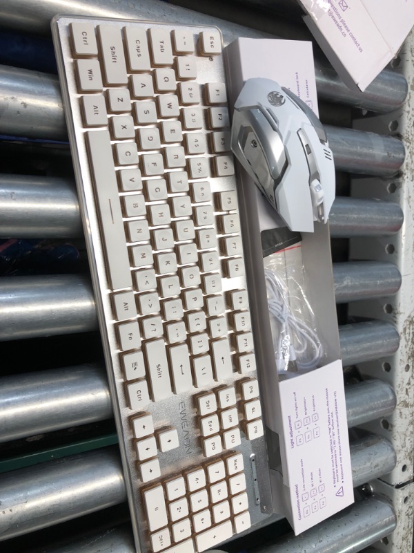 Photo 1 of EWEADN V3 Wireless Keyboard and Mouse with Single Backlit, Metal Panel, Bluetooth/2.4G Rechargeable Computer Keyboard and Mouse Combo Silent Light up Full Size Cute Keyboards-White