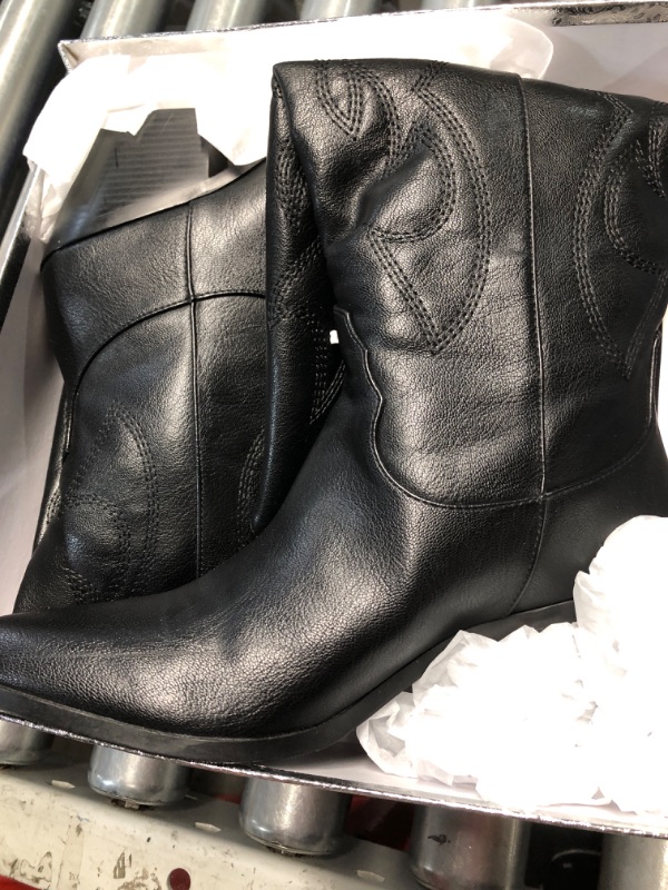 Photo 1 of (Size 6 wide) (USED/FAIR) ZXHYZLZ Women's Black Cowboy Boots Knee High Seam Mid Heel Block Heel Almond Pointed Toe Fashion Classic Cowgirl Boots Slip-On Size 6 wide