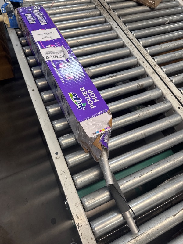 Photo 1 of (GOOD/FAIR) (BOX DAMAGE) Swiffer PowerMop Multi-Surface Mop Kit for Floor Cleaning, Includes PowerMop, 2 Mopping Pad Refills, 1 Cleaning Solution with Fresh Scent and 2 Batteries