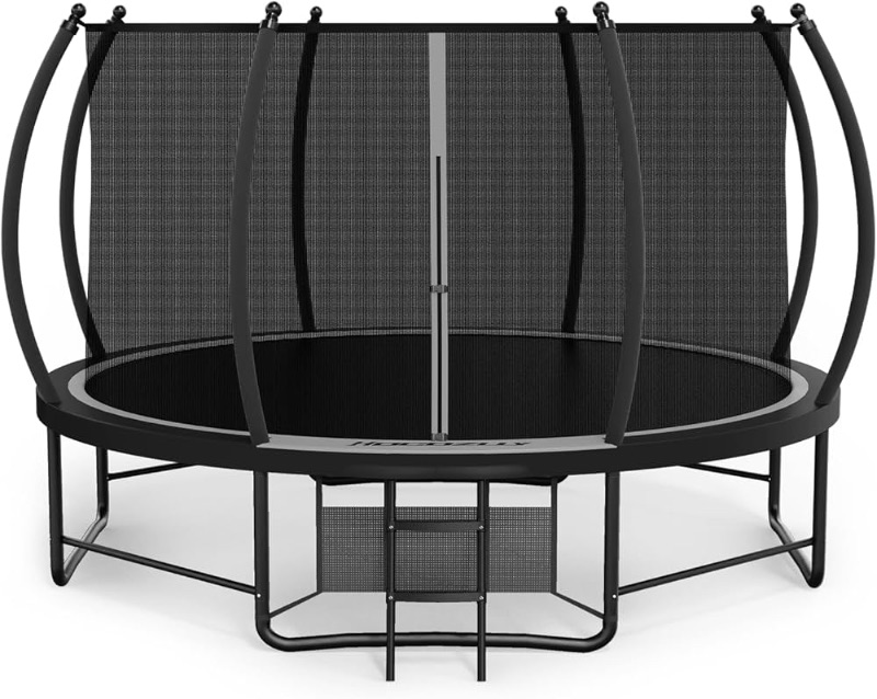 Photo 1 of Outdoor Trampoline 10 Recreational Trampoline with Enclosure, Reinforced Trampolines with Thickened Pole & Non-Slip Wider Ladder