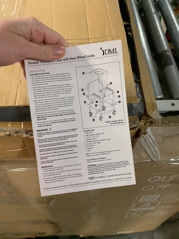 Photo 1 of ***(MISSING THE SCREWS)***
DMI Rolling Shower Chair, Commode, Transport Chair, FSA Eligible, Rolling Bathroom Wheelchair for Handicap, Elderly, Injured or Disabled, Rear Locking Wheels, 250 lb. Weight Capacity, White