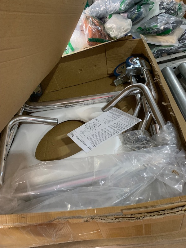 Photo 1 of ***(MISSING THE SCREWS)***
DMI Rolling Shower Chair, Commode, Transport Chair, FSA Eligible, Rolling Bathroom Wheelchair for Handicap, Elderly, Injured or Disabled, Rear Locking Wheels, 250 lb. Weight Capacity, White