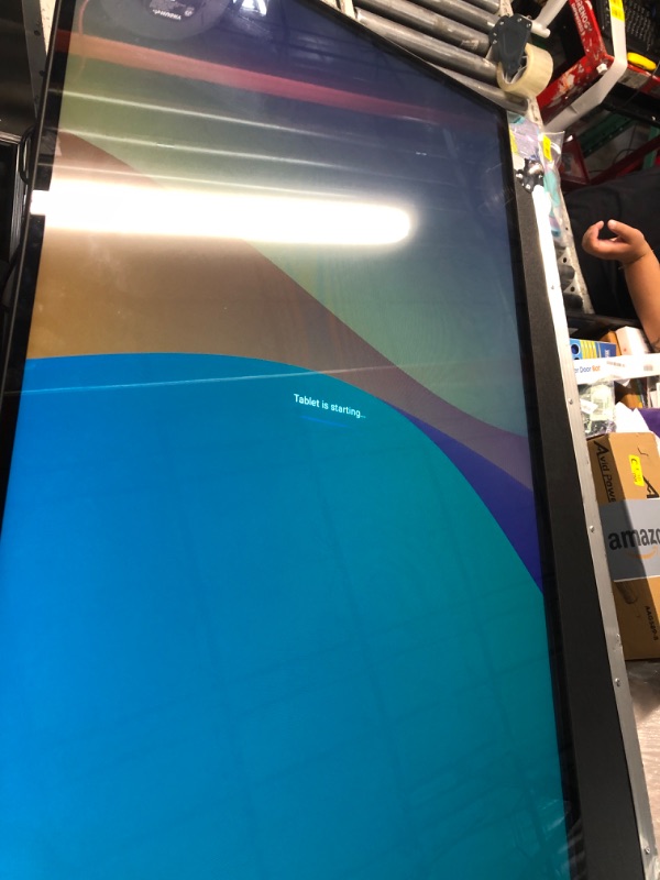 Photo 1 of **SEE NOTES** MWE Mobile Digital Signage Display 43in with Flight Case,Portable UHD Touchscreen Advertising Display Kiosk for Video Photo Booth Stand by Series Screen Mirroring (Touch Screen, Metallic, 43in)