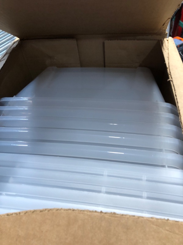Photo 1 of IRIS USA 19 Qt Stackable Plastic Storage Bins with Lids, 6 Pack - BPA-Free, Made in USA - See-Through Organizing Solution, Latches, Durable Nestable Containers, Secure Pull Handle - Clear