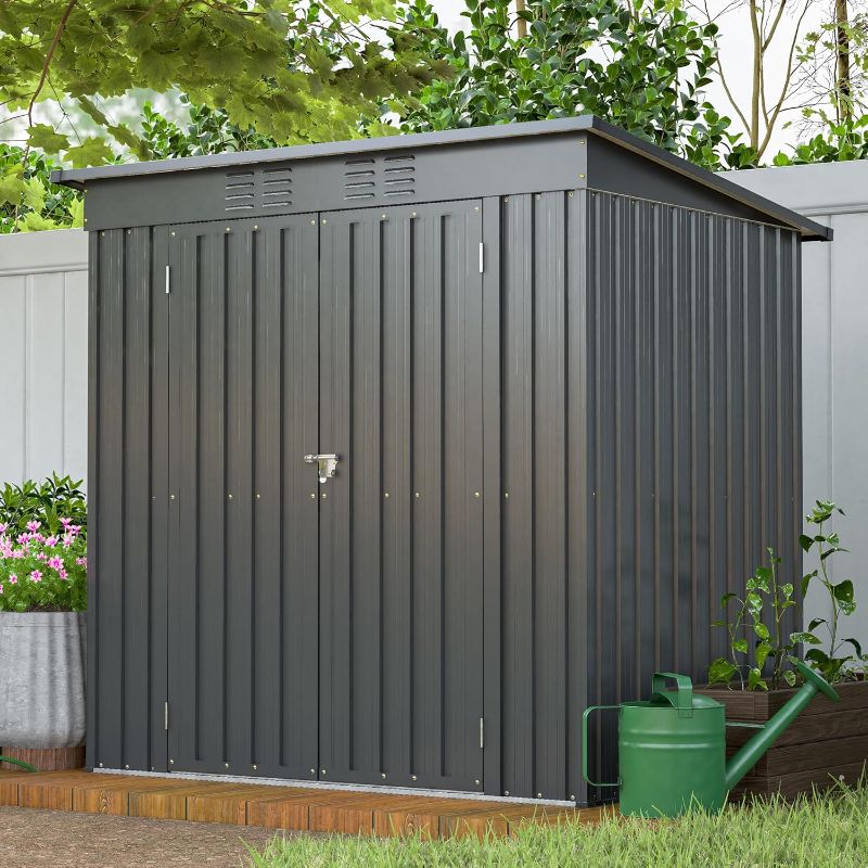 Photo 1 of **PARTS ONLY PARTIAL SET**TRUCK / TRAILER PICK UP ONLY**
6x4 FT Outdoor Storage Shed with Lockable Double Doors, Aluminum Frame, Weatherproof with Frame Floor, Metal Tool Shed for Garden, Backyard, Patio, and Equipment Storage
