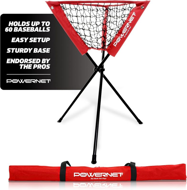 Photo 1 of (PARTIAL SET) (44.99) PowerNet Baseball Softball Portable Ball Caddy, Holds Bucket of Baseballs, Softballs, Tennis Balls, Use During Batting Practice Training and Drills
