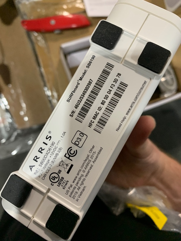 Photo 1 of (USED/FAIR) ARRIS (SB6190) - Cable Modem - Fast DOCSIS 3.0 32x8 Gigabit Modem, For Comcast Xfinity, Cox & more [Does not work with Spectrum] 1 Gbps Port, 800 Mbps Max Internet Speed, 2 Year Warranty - White