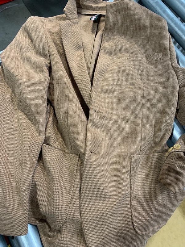 Photo 1 of (large) PJ PAUL JONES Casual Blazer Jackets for Men Two Button Lightweight Knit Sport Coat Men Brown Large