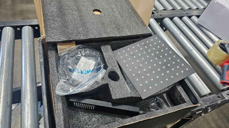 Photo 1 of ***PARTS ONLY***FPXRNG Black Shower Faucet Set, Rainfall Shower System with Rain Shower Head and Handle Set, Wall Mounted Shower Fixtures, Full Metal Trim Repair Kit 10 inch Matte Black (With Shower Valve)