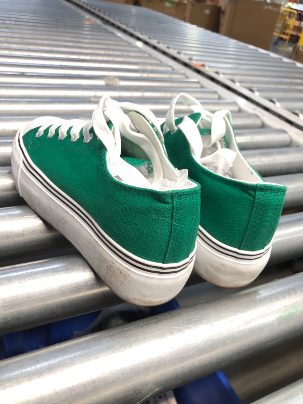 Photo 1 of **SOLES ARE DIRTY** Bubbie Platform Sneakers for Women White Platform Shoes Low Top Tennis Shoes Non Slip Black Fashion Canvas Sneakers(Dark Green.US7)