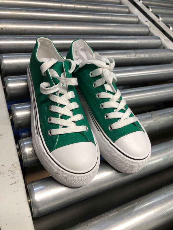 Photo 1 of **SOLES ARE DIRTY** Bubbie Platform Sneakers for Women White Platform Shoes Low Top Tennis Shoes Non Slip Black Fashion Canvas Sneakers(Dark Green.US7)