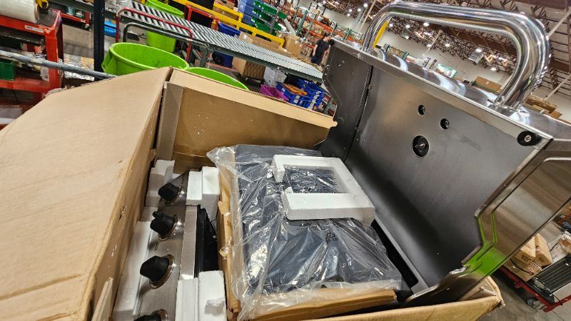 Photo 1 of **box damaged -- dented** Char-Broil Performance Series Convective 4-Burner with Side Burner Cart Propane Gas Stainless Steel Grill - 463377319