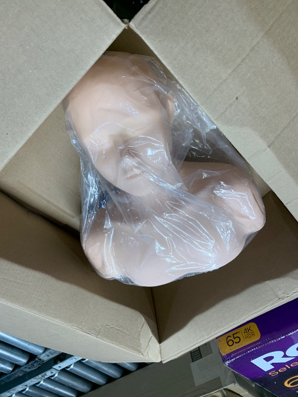 Photo 1 of 1-1 Big Half Body Soft Silicone Cosmetology Esthetics Manikin Mannequin Head with Shoulders Multi Function Massage Practice Head Model Wig Hat Display Facial