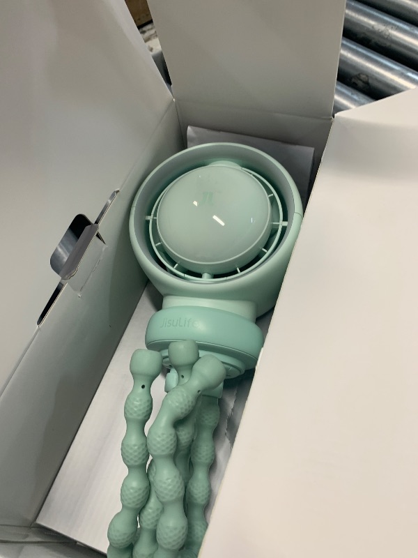 Photo 1 of *****FOR PARTS ONLY***MISSING CHARGER***
JISULIFE Stroller Fan Baby Large, Safe Bladeless for Crib, Desk, Portable Battery Rechargeable Cooling Fan with Air Turbo Tech, Night Light, Food-Grade Gift for Mom/Dad/Friend - Green