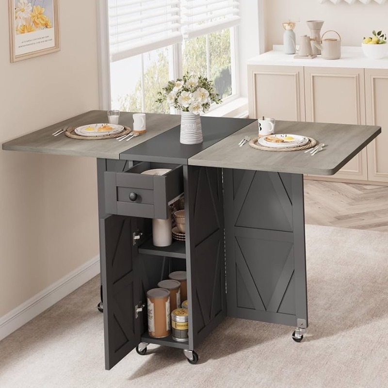 Photo 1 of ***PARTS ONLY***Table Farmhouse Dinner Table, Space Saving Drop Leaf Tables for Small Spaces, Extendable Dining Room Table, Rectangle Collapsible Table ( PHOTO FOR REFERENCE ONLY) 