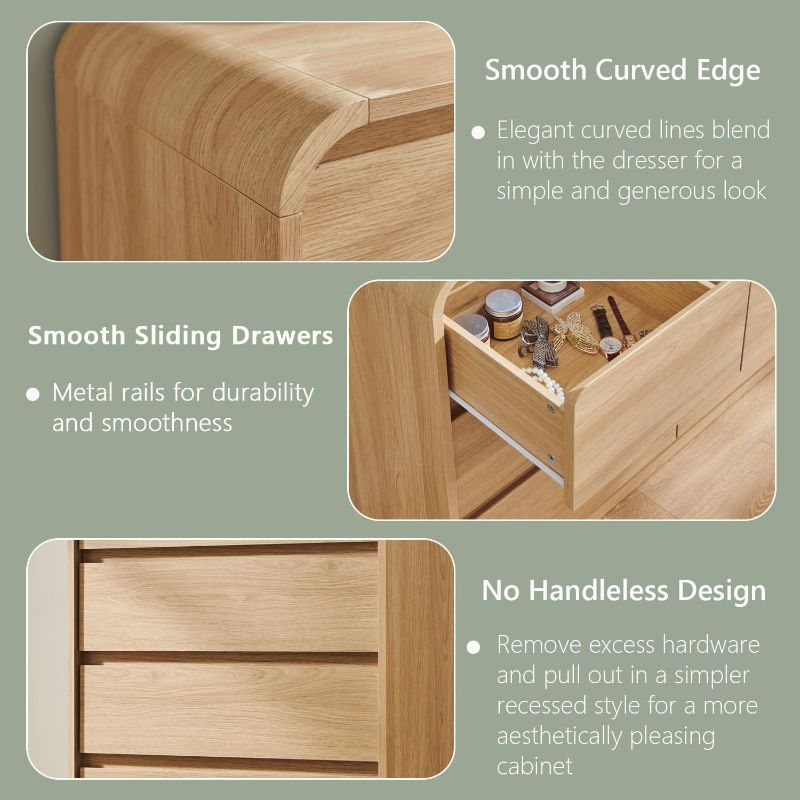 Photo 1 of ***(USED/ UNKNOWN IF MISSING PARTS)***
Modern 8 Drawers Dresser for Bedroom, 55" Wide Dressers & Chest of Drawers w/Curved Profile Design, Wood Mid Century Storage Dressers Organizer for Bedroom, Living Room, Natural Oak (PHOTO FOR REFERENCE ONLY) 