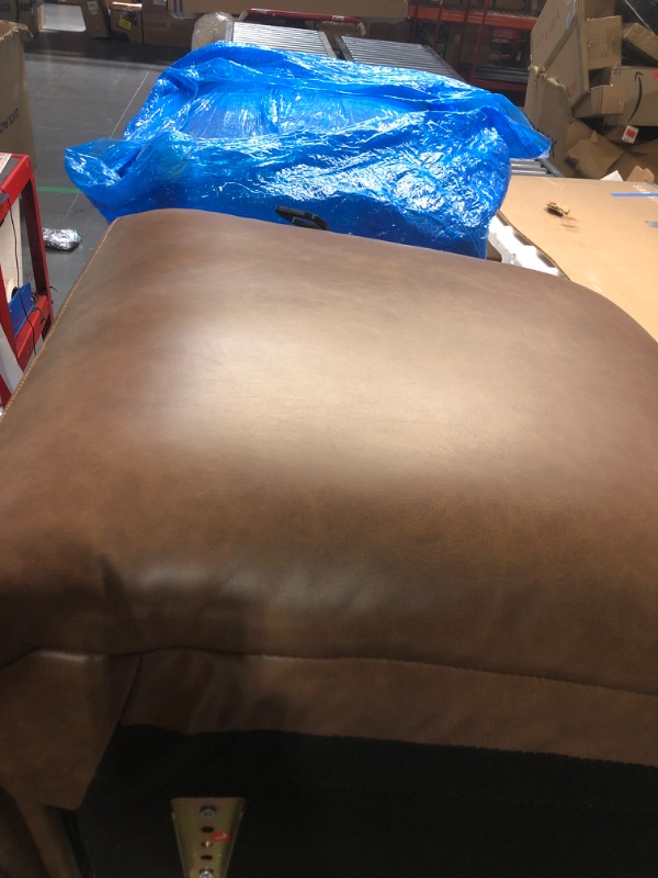 Photo 1 of Swivel Rocking Recliner Glider Chair, Leather Reclining Rocker Chair with Footrest for Living Room, Nursery, Office, Bedroom, Ergonomic High Backrest, Wide Seat Cushion and Metal Base-Cocoa